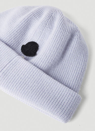 6 Moncler 1017 ALYX SM Logo Patch Beanie Hat White mal0351005