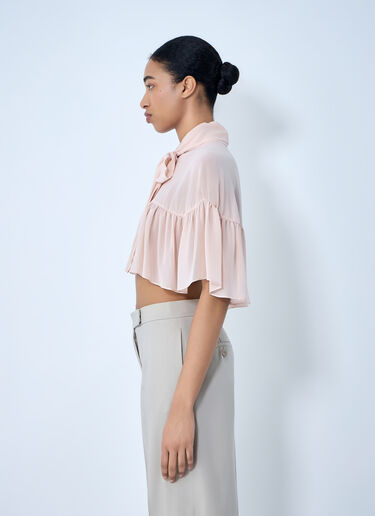 Max Mara Silk Chiffon Cropped Blouse Pink max0264041