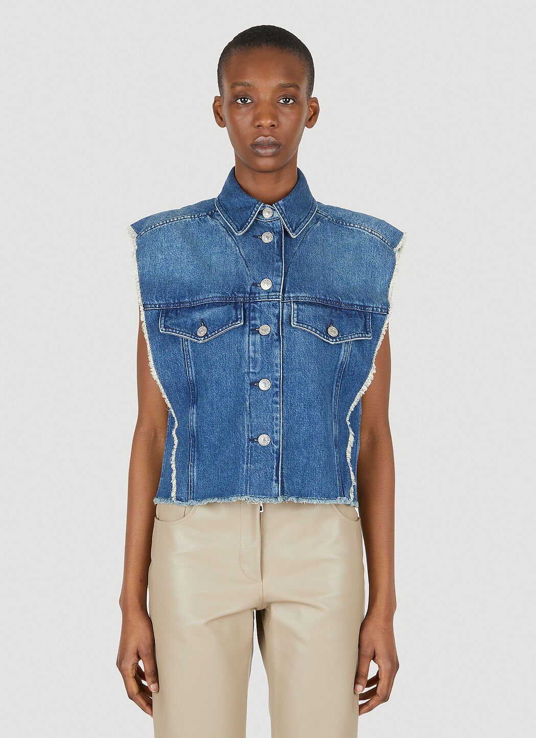 Isabel Marant toile Tyra Sleeveless Denim Jacket in Blue LN CC