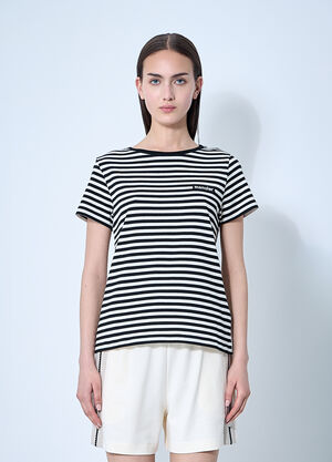 Moncler Striped Logo Motif T-Shirt Black mon0260006