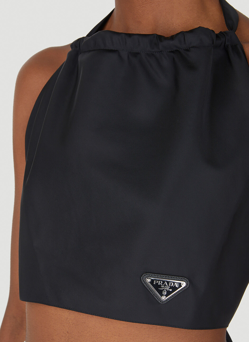 Prada Logo Plaque Halter Top in Black LN CC