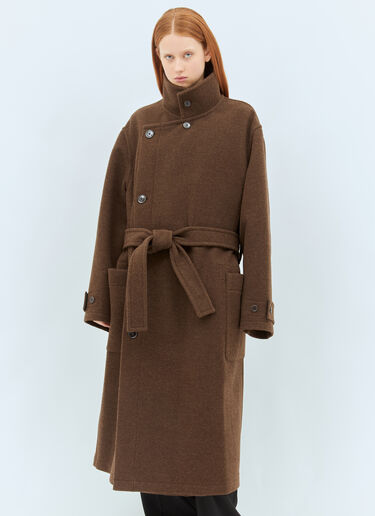 Lemaire Wrap Wool Coat Brown lem0258002