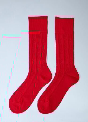 Dries Van Noten Cable Knit Pattern Socks Red dvn0264003