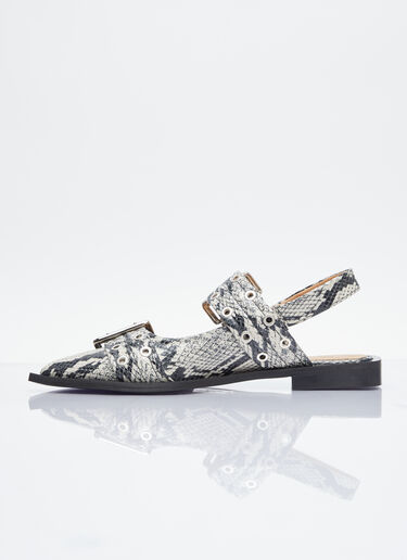 GANNI Chunky Buckle Ballerina Flats Grey gan0254029