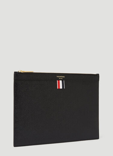 Thom Browne Tri-Stripe Zipped Small Tablet Pouch Black thb0349002
