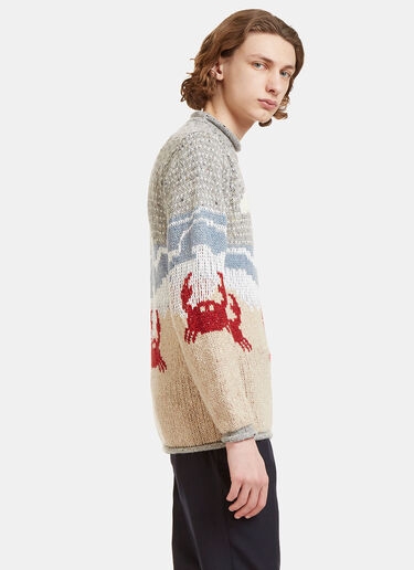 Thom Browne Beachside Jacquard Mohair Knit Sweater Grey thb0127005