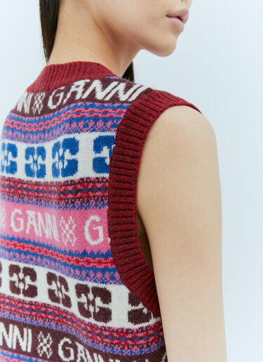 GANNI 徽标提花背心 红色 gan0255029