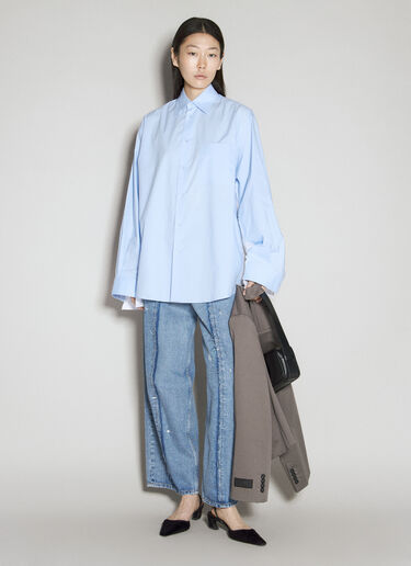 MM6 Maison Margiela Wide-Sleeved Poplin Shirt Blue mmm0255004