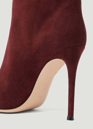 Gianvito Rossi Reus Suede High Heel Boots Burgundy gia0253014