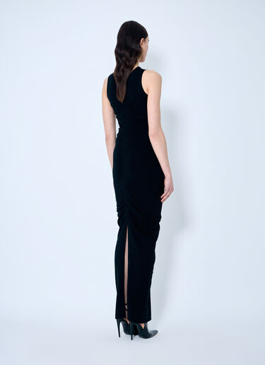 Alexander Wang Ruched Wide V Neck Maxi Dress Black awg0259009