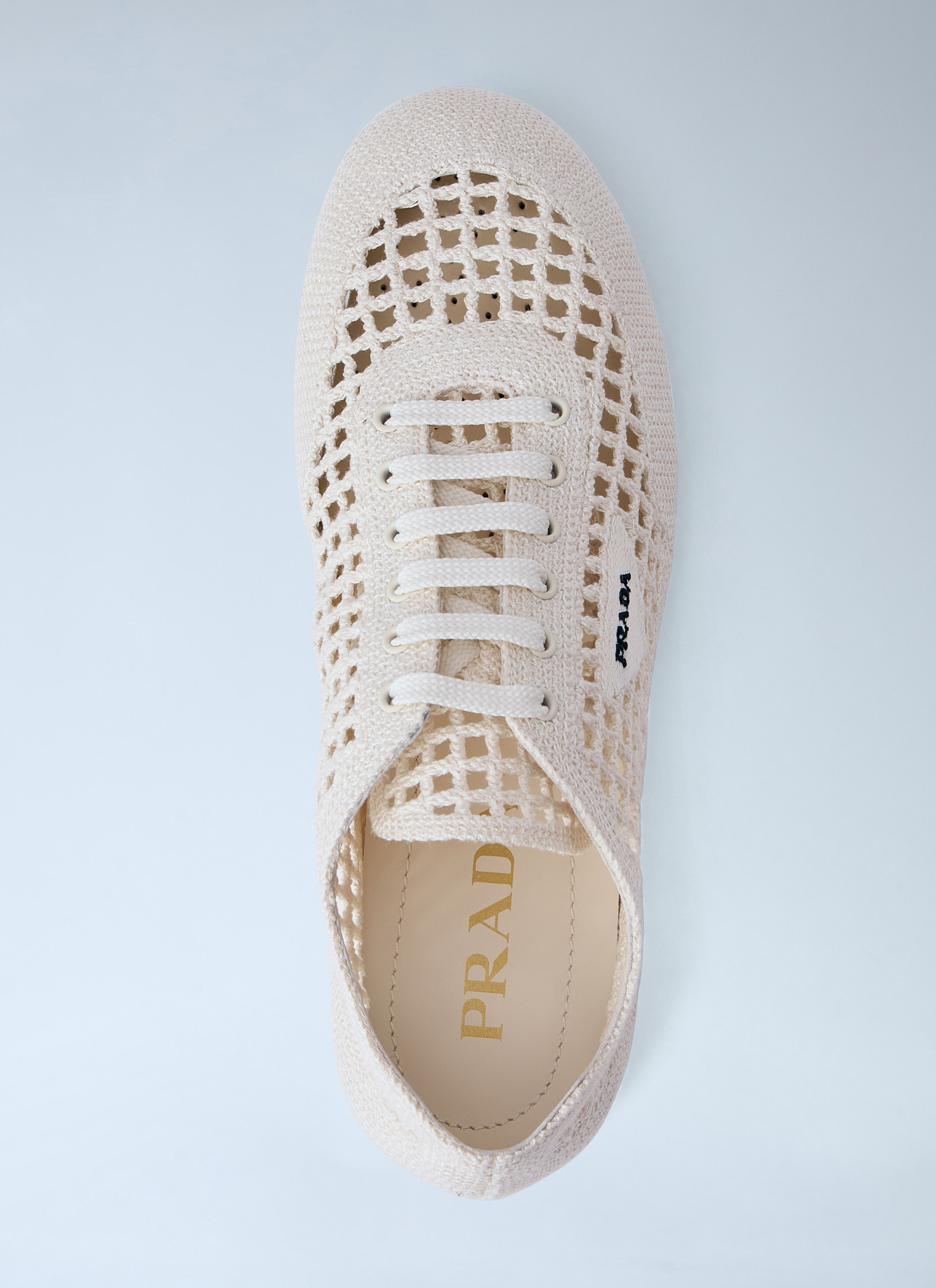 Prada Women's' Collapse Crochet Sneakers in Cream | LN-CC®