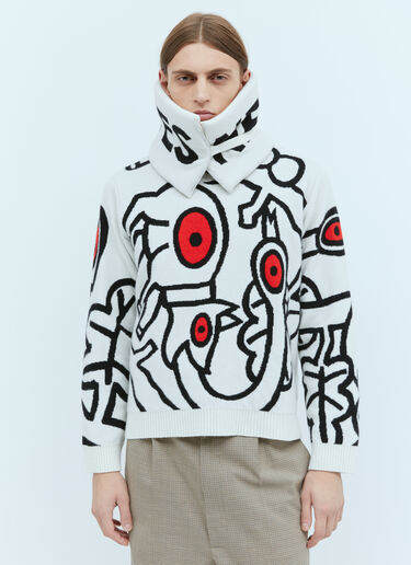 Walter Van Beirendonck Detachable Collar Sin Knit Sweater White wlt0154005