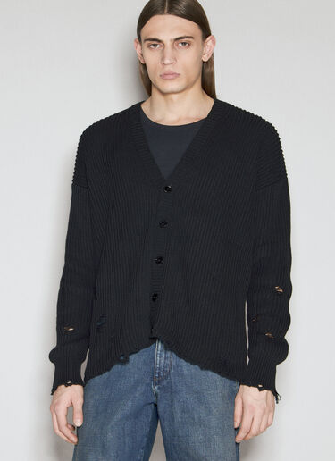 MM6 Maison Margiela Elbow Patches Distressed Cardigan Black mmm0155006