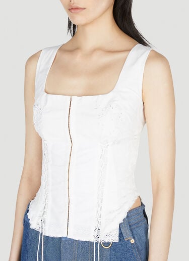 Marine Serre Lace-Up Corset Top White mrs0252026