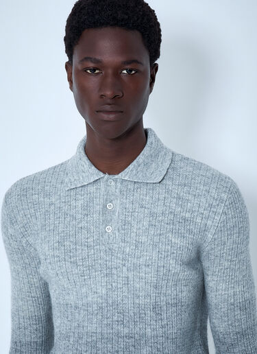 Ribbed Knit Polo Sweater ERL Ribbed Knit Polo Sweater Grey erl0164003