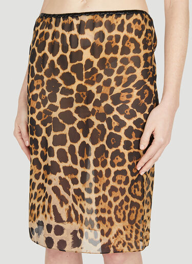 Saint Laurent Leopard Print Midi Skirt Brown sla0251051