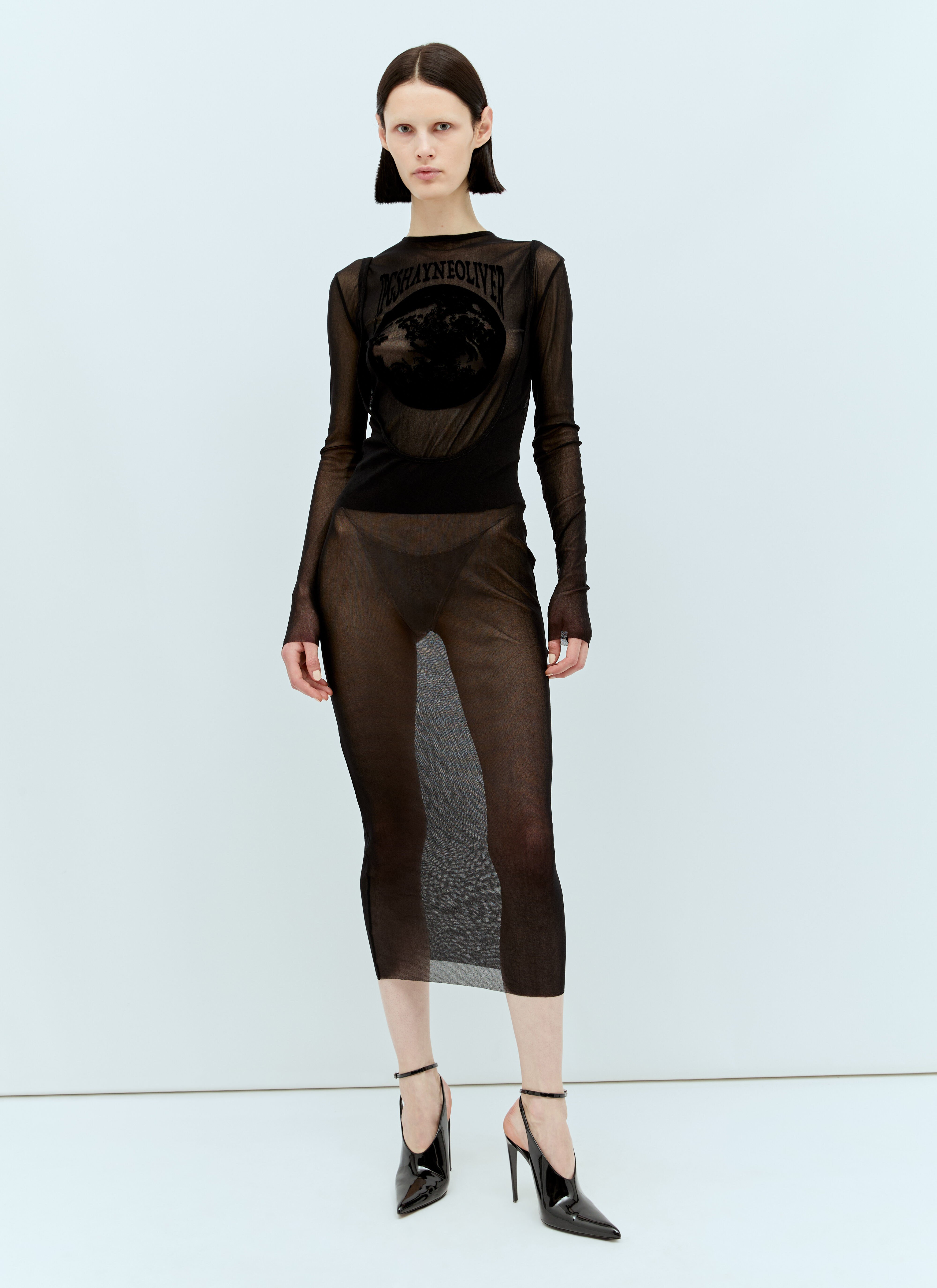 Jean Paul Gaultier x Shayne Oliver Mesh Backless Dress Black jps0257004