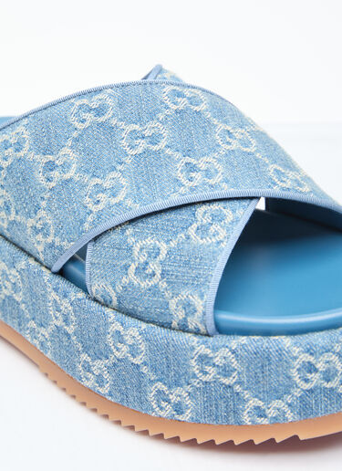 Gucci GG Denim Platform Sandals Blue guc0255083