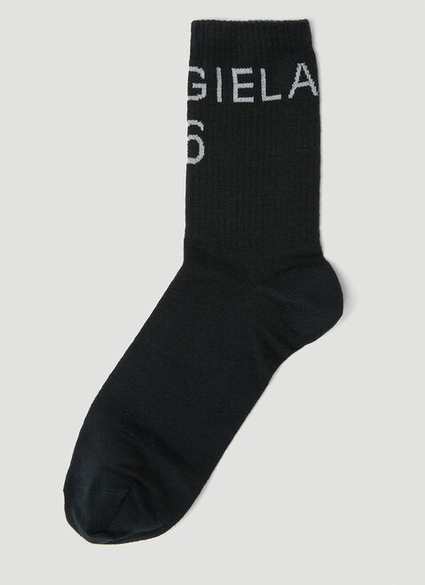 MM6 Maison Margiela 로고 양말 Black mmm0152006