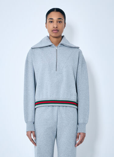 Gucci Web Stripe Zip-Up Sweatshirt Grey guc0259007