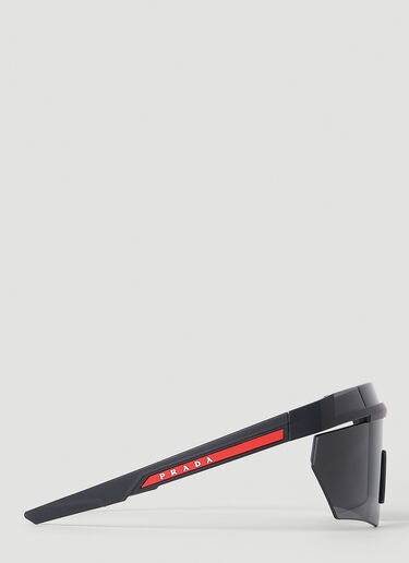 Prada Linea Rossa Wrap-Around Rimless Sunglasses Black lpl0351005