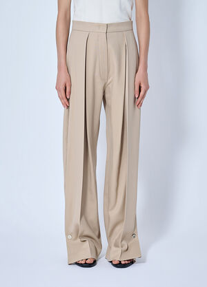 Sportmax Wide-Leg Pleated Trousers Beige spx0265020