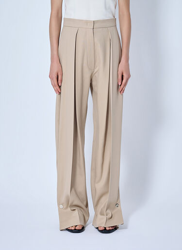 LN-CC® - Sportmax: Wide-Leg Pleated Trousers - Beige Sportmax Wide-Leg Pleated Trousers Beige spx0265020