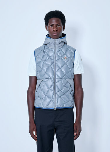 LN-CC® - Moncler: Quilted Hooded Vest - Grey Moncler Quilted Hooded Vest Grey mon0166054