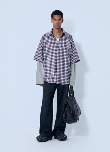 Balenciaga Layered Check Shirt Red bal0164004