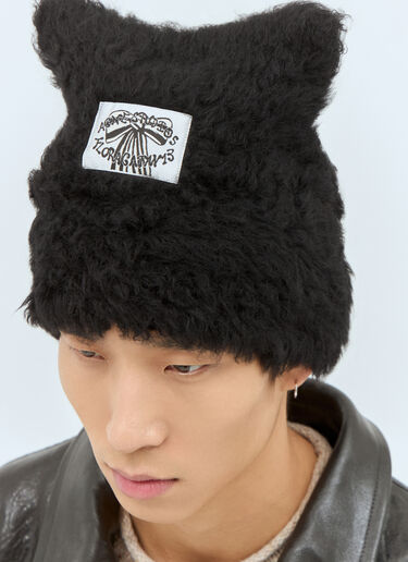 Acne Studios Fluffy Square Beanie Hat Black acn0158027