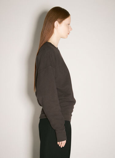 Saint Laurent Logo Patch Fleece Sweatshirt Brown sla0258063