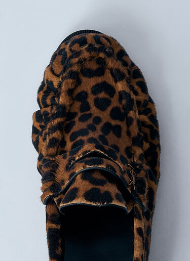 Saint Laurent Leopard Pony Hair Loafers Brown sla0259039