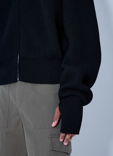 RIER Ribbed Zip-Up Cardigan Black rrr0165004