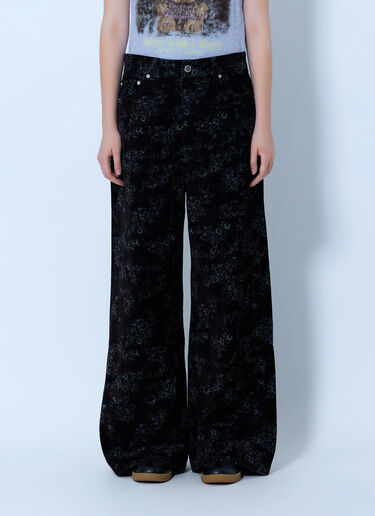 LN-CC® - GANNI: Printed Flock Denim Marri 2.0 Jeans - Black GANNI Printed Flock Denim Marri 2.0 Jeans Black gan0266010