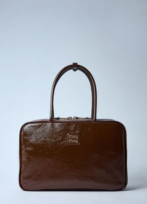 Miu Miu Beau Naplak Patent Shoulder Bag Brown miu0259030