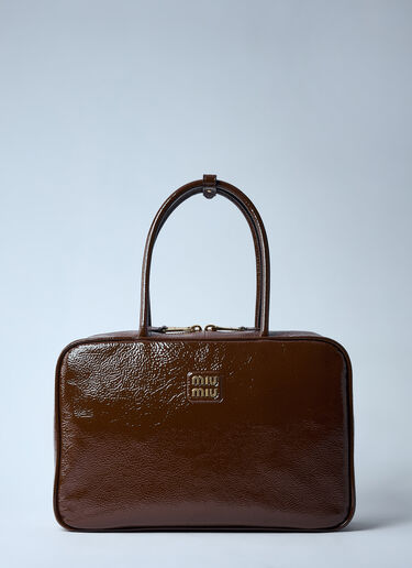 Miu Miu Beau Naplak Patent Shoulder Bag Brown miu0259030