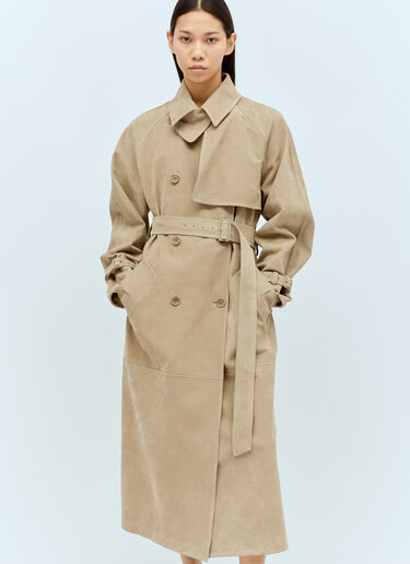 Max Mara Nubuck Trench Coat Beige max0256059