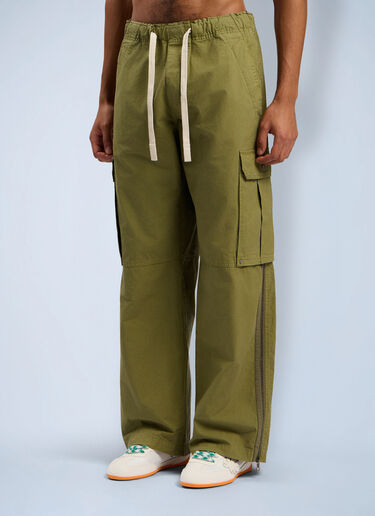 Curved Logo Cargo Pants Palm Angels Curved Logo Cargo Pants Green pma0162094