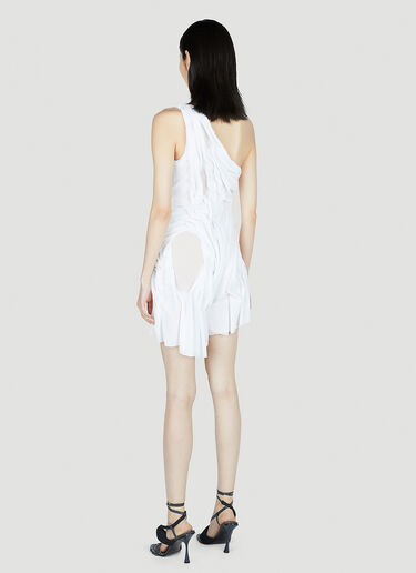 DI PETSA Asymmetric Wet Look Mini Dress White dip0252002