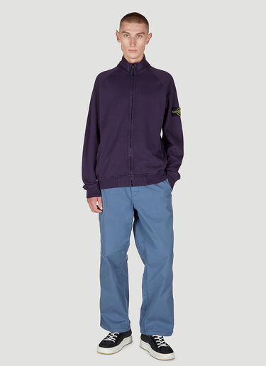 Stone Island Compass Patch Zip Up Sweatshirt Navy sto0152052