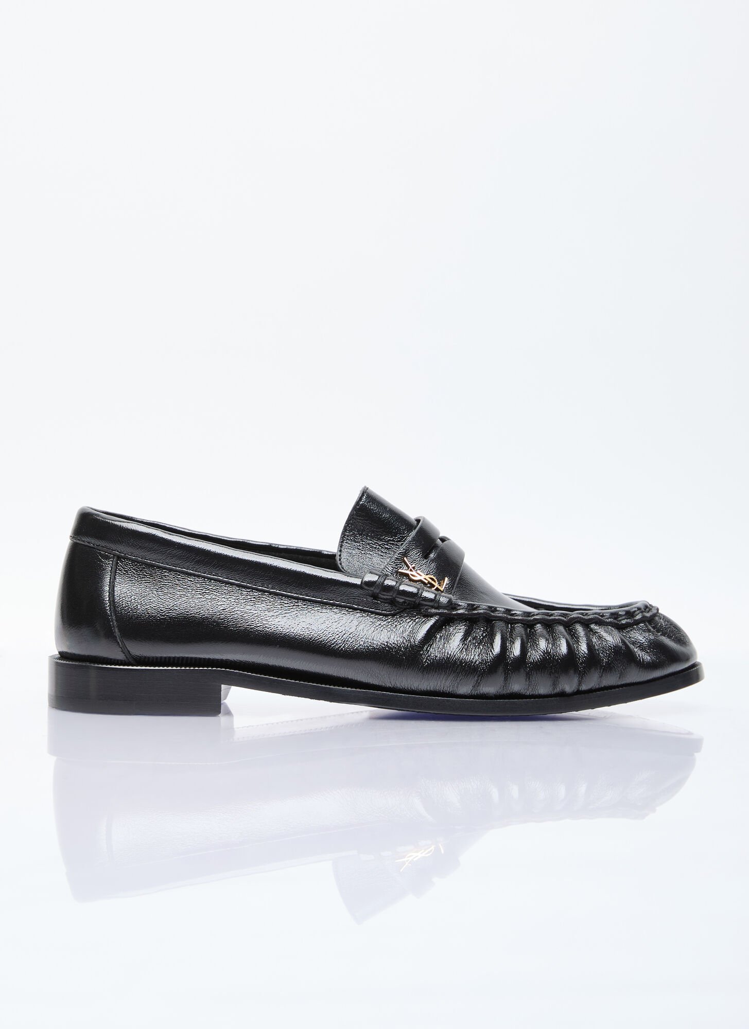 Shop Saint Laurent Le Loafer Penny Slippers In Black