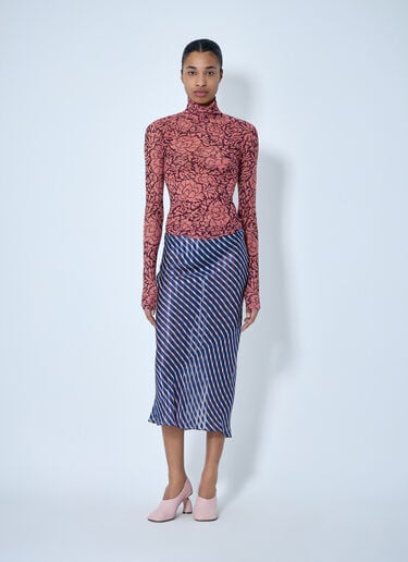 Dries Van Noten Diagonal Stripe Midi Skirt Blue dvn0263004