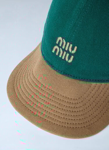 Miu Miu Logo Motif Baseball Cap Green miu0164017