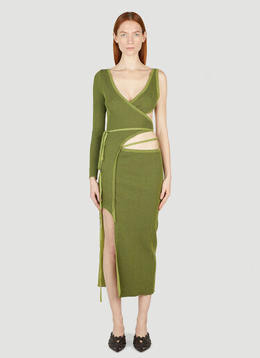 Ester Manas One-Sleeve Midi Dress Green est0250003