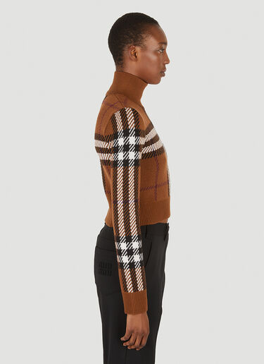 Burberry Checked High Neck Sweater Brown bur0251017