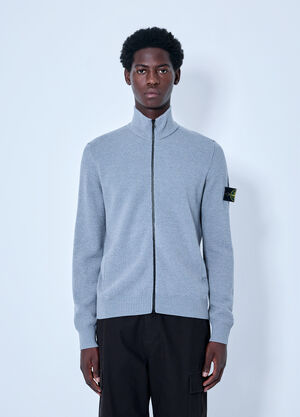 Stone Island Zip-Up Knit Sweater Grey sto0165066