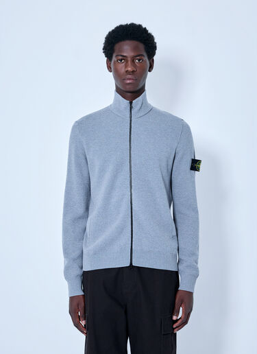 LN-CC® - Stone Island: Zip-Up Knit Sweater - Grey Stone Island Zip-Up Knit Sweater Grey sto0165066