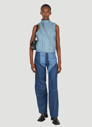 Mainline:RUS/Fr.CA/DE Exposed Seam Asymmetric Sleeveless Jacket Light Blue mai0249005