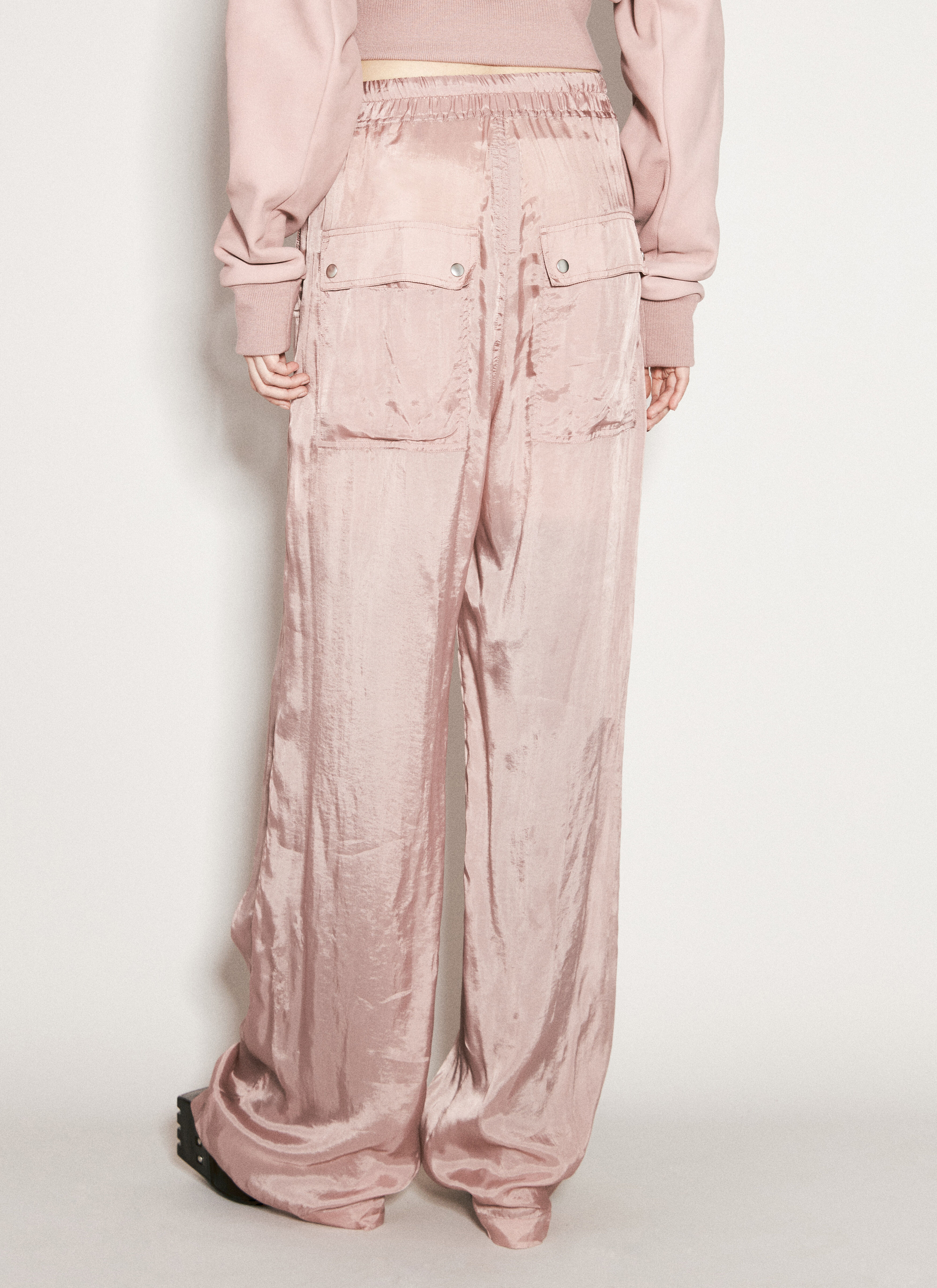 Rick Owens Women s Satin Track Pants in Pink LN CC