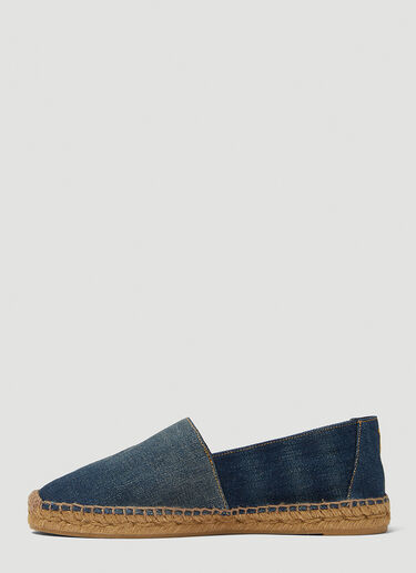 Saint Laurent Monogram Embroidered Denim Espadrilles Blue sla0247066